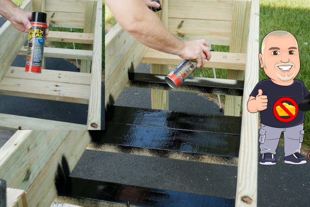 U Do It using flex seal to protect wood from moisture in a raised bed planter